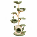 Arbre à chat 60 x 50 x 170 cm en sisal et peluche vert beige - tour de jeu avec niche et plateformes