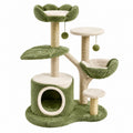 Arbre à chat 60 x 50 x 120 cm en sisal et tissu vert crème à plusieurs niveaux