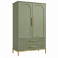 Armoire de rangement 80 x 40 x 180 cm vert en panneaux de bois avec 2 portes et 2 tiroirs style contemporain