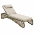 Bain de soleil 200 x 70 cm en métal vert sauge avec cordage tressé et coussin beige inclinable