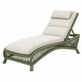 Chaise longue de jardin 200 x 75 cm en corde synthétique vert olive avec coussin beige dossier réglable