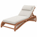 Bain de soleil 195 x 70 x 88 cm en résine tressée marron avec coussin beige dossier réglable