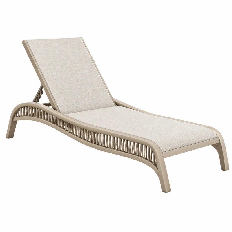 Bain de soleil 198 x 68 x 88 cm en métal et tissu beige - dossier réglable extérieur
