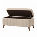 Banc coffre 100 x 40 x 45 cm en tissu beige avec rangement style contemporain